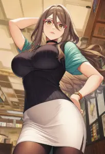 カフェ店内にいる私服姿の中原ミズキ