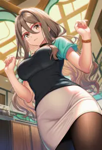 カフェ店内にいる私服姿の中原ミズキ
