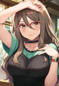 カフェ店内にいる私服姿の中原ミズキ、バストアップ