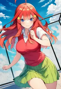 屋上にいる夏服姿の中野五月