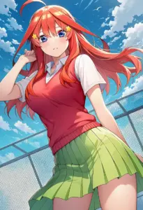 屋上にいる夏服姿の中野五月