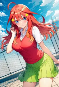 屋上にいる夏服姿の中野五月