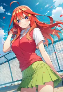 屋上にいる夏服姿の中野五月