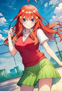 屋上にいる夏服姿の中野五月