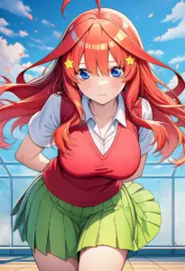 屋上にいる夏服姿の中野五月