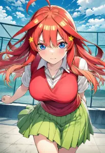 屋上にいる夏服姿の中野五月