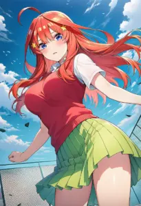 屋上にいる夏服姿の中野五月