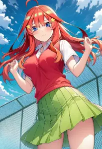 屋上にいる夏服姿の中野五月