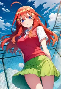 屋上にいる夏服姿の中野五月