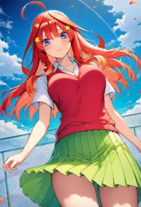 屋上にいる夏服姿の中野五月