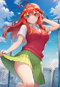 屋上にいる夏服姿の中野五月