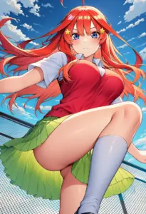 屋上にいる夏服姿の中野五月