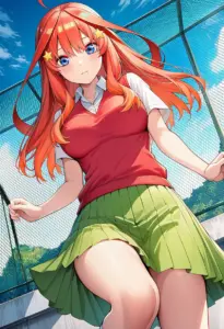 屋上にいる夏服姿の中野五月