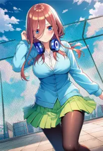 屋上にいる夏服姿の中野三玖