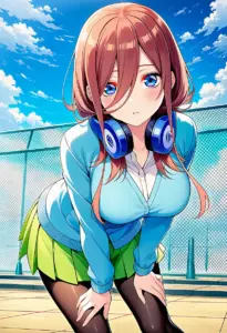 屋上にいる夏服姿の中野三玖