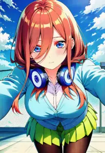 屋上にいる夏服姿の中野三玖