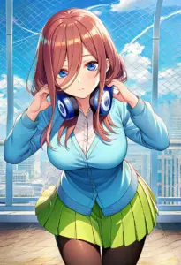 屋上にいる夏服姿の中野三玖