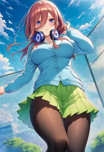 屋上にいる夏服姿の中野三玖