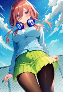 屋上にいる夏服姿の中野三玖