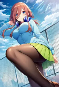 屋上にいる夏服姿の中野三玖