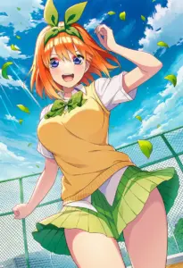 屋上にいる夏服姿の中野四葉