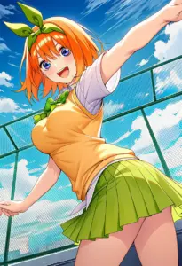 屋上にいる夏服姿の中野四葉