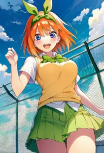 屋上にいる夏服姿の中野四葉