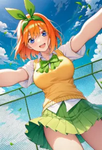 屋上にいる夏服姿の中野四葉