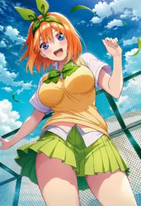 屋上にいる夏服姿の中野四葉