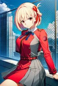 屋上にいる冬服姿の錦木千束