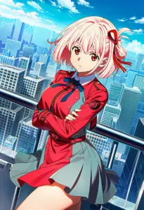 屋上にいる冬服姿の錦木千束