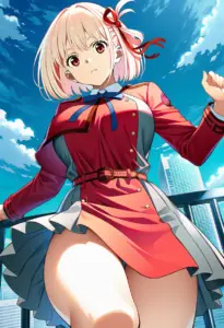 屋上にいる冬服姿の錦木千束