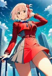 屋上にいる冬服姿の錦木千束