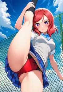 屋上にいる夏服姿の西木野真姫のパンチラ