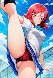 屋上にいる夏服姿の西木野真姫のパンチラ