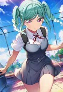 屋上にいる夏服姿の鬼塚冬毬