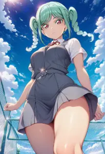 屋上にいる夏服姿の鬼塚冬毬