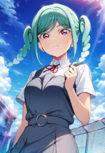屋上にいる夏服姿の鬼塚冬毬