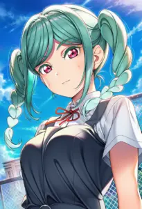 屋上にいる夏服姿の鬼塚冬毬、バストアップ