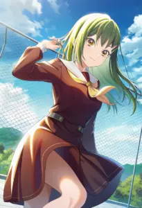 屋上にいる冬服姿の大賀美沙知