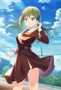 屋上にいる冬服姿の大賀美沙知