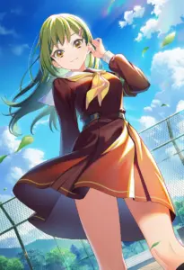 屋上にいる冬服姿の大賀美沙知