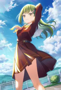 屋上にいる冬服姿の大賀美沙知