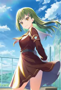 屋上にいる冬服姿の大賀美沙知