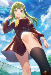 屋上にいる冬服姿の大賀美沙知