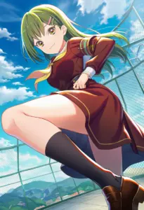 屋上にいる冬服姿の大賀美沙知
