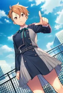 屋上にいる冬服姿の乙女サクラ