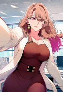 オフィスにいる私服姿の斉藤ミヤコ
