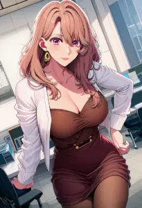 オフィスにいる私服姿の斉藤ミヤコ