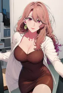 オフィスにいる私服姿の斉藤ミヤコ